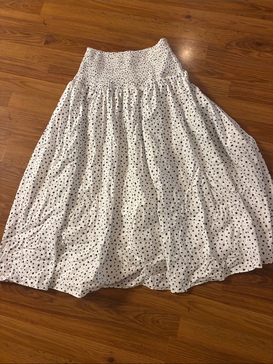 J. Crew Dresses & Skirts - J. Crew White Maxi Skirt with Navy Polka Dots NWT